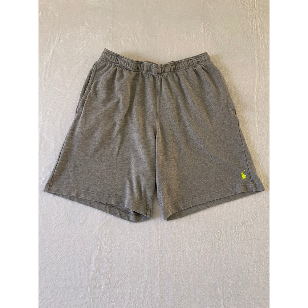 Polo‎ Ralph Lauren Gray Jersey Lounge Shorts Neon Pony Logo Drawstring Men's